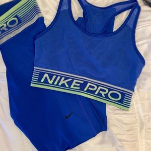 Nike pro royal blue workout set